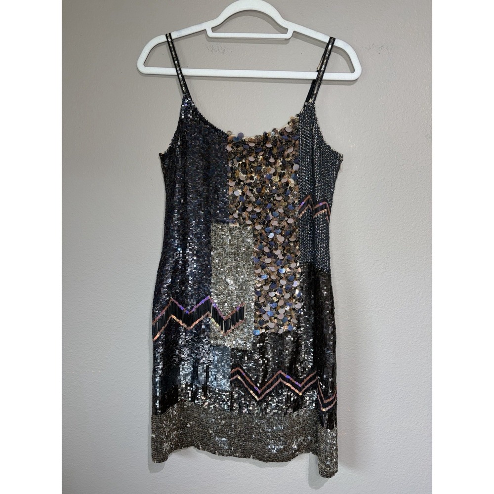 All Saints Spitalfields Hand Embellished Sequin Beaded Dress UK 8 US 4 Gatsby